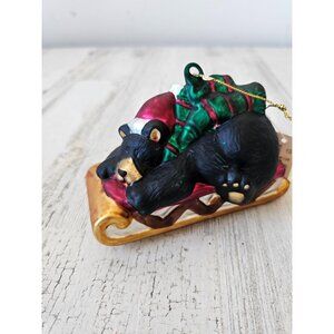 Kohls bear sled glass ornament Xmas tree tabbogon